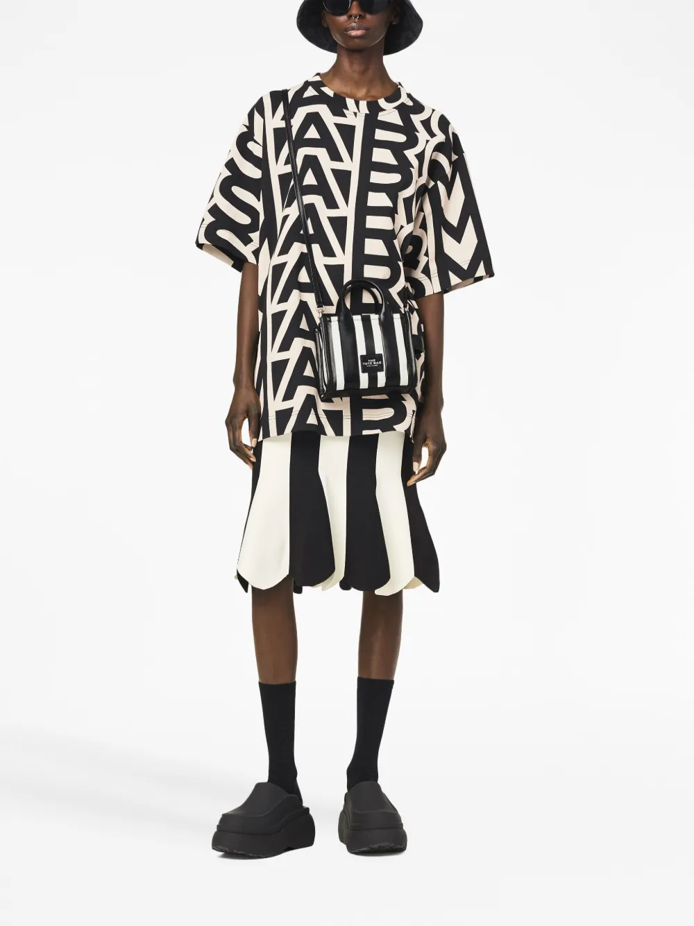 Мини-сумка The Striped Tote MARC JACOBS, черный — фото 2