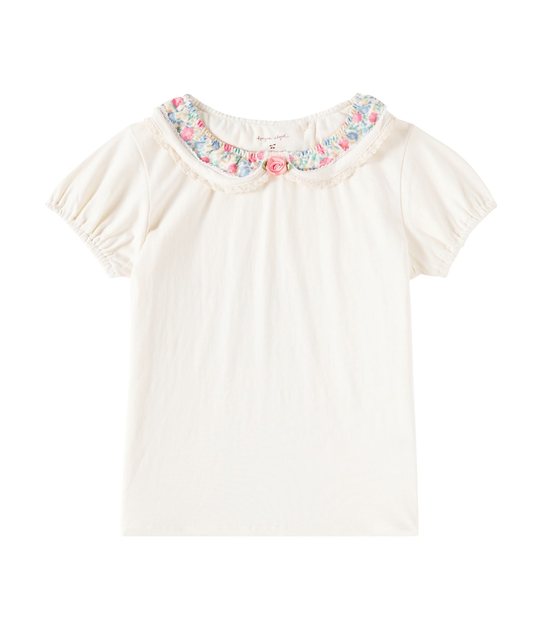 

Топ из хлопкового джерси с отделкой из кружева Pami Konges Sløjd, Antique White