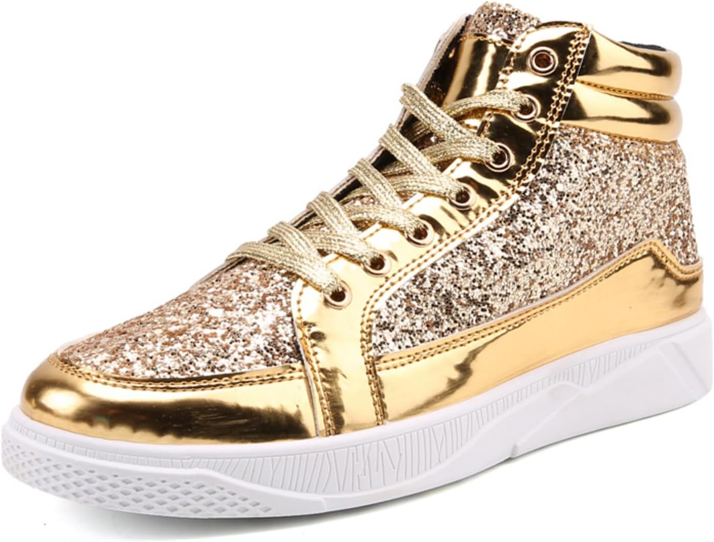 

Мужские высокие кроссовки с блестками для повседневной носки, сияющие туфли с металлическими акцентами и белой резиновой подошвой, обувь для вечеринок и ночной жизни, модная обувь в золотом, серебряном и черном цветах Kelibasi