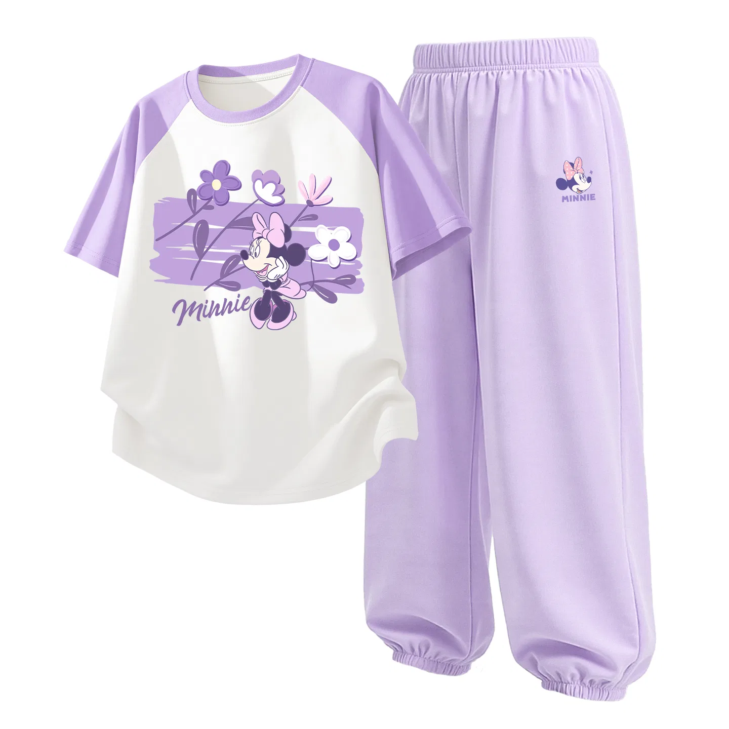 Детский спортивный костюм Casual Sportswear 2 Piece Set Disney, Di Chao Flower Purple White+Dini Knot K Taro Purple