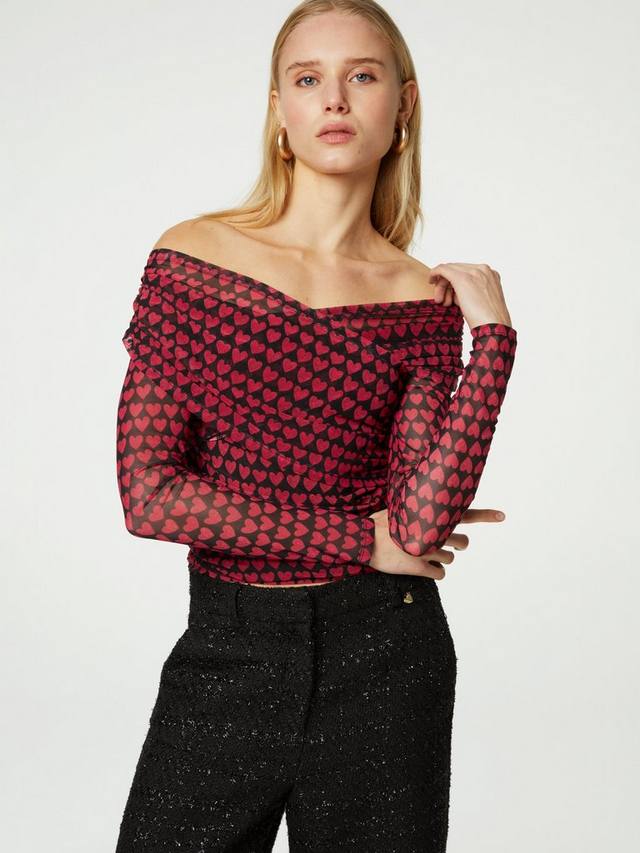 

Топ бордо с принтом в виде сердца Fabienne Chapot, цвет Black/Red