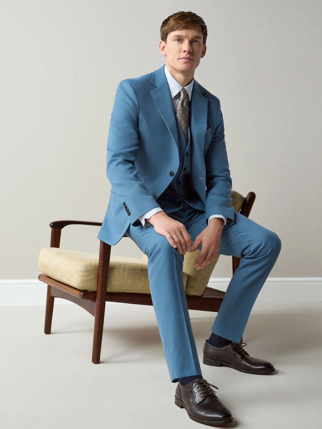 Жилет текстурированный, Suit Waistcoat Next, синий — фото 3