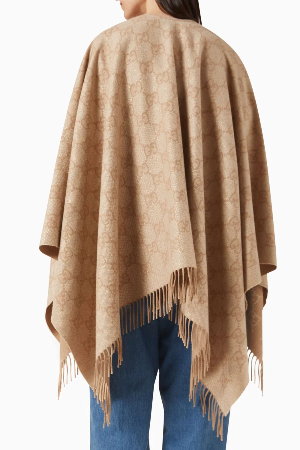 Пончо с бахромой GG Cashmere Lamé Gucci — фото 3