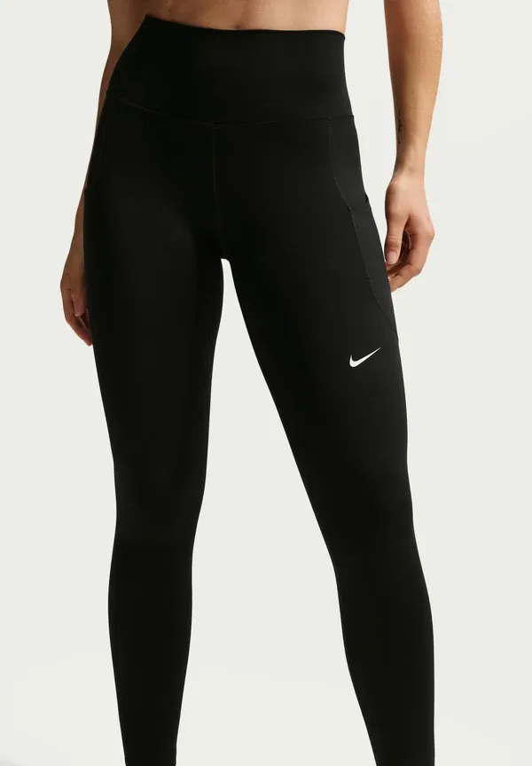 Леггинсы Dri-fit, W nk df one hr 7/8 pkt tght, Nike Performance, black/white, белый — фото 4