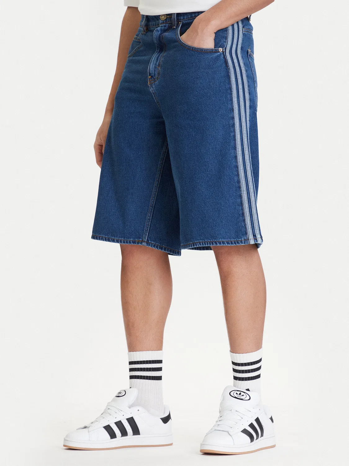 Мужские джинсовые шорты свободного кроя adicolor Firebird Adidas, синий