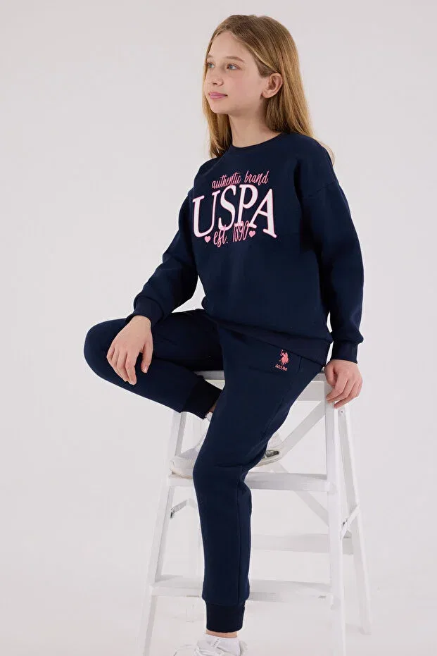 Детский спортивный комплект для девочек с принтом U.S. Polo Assn., Navy Blue