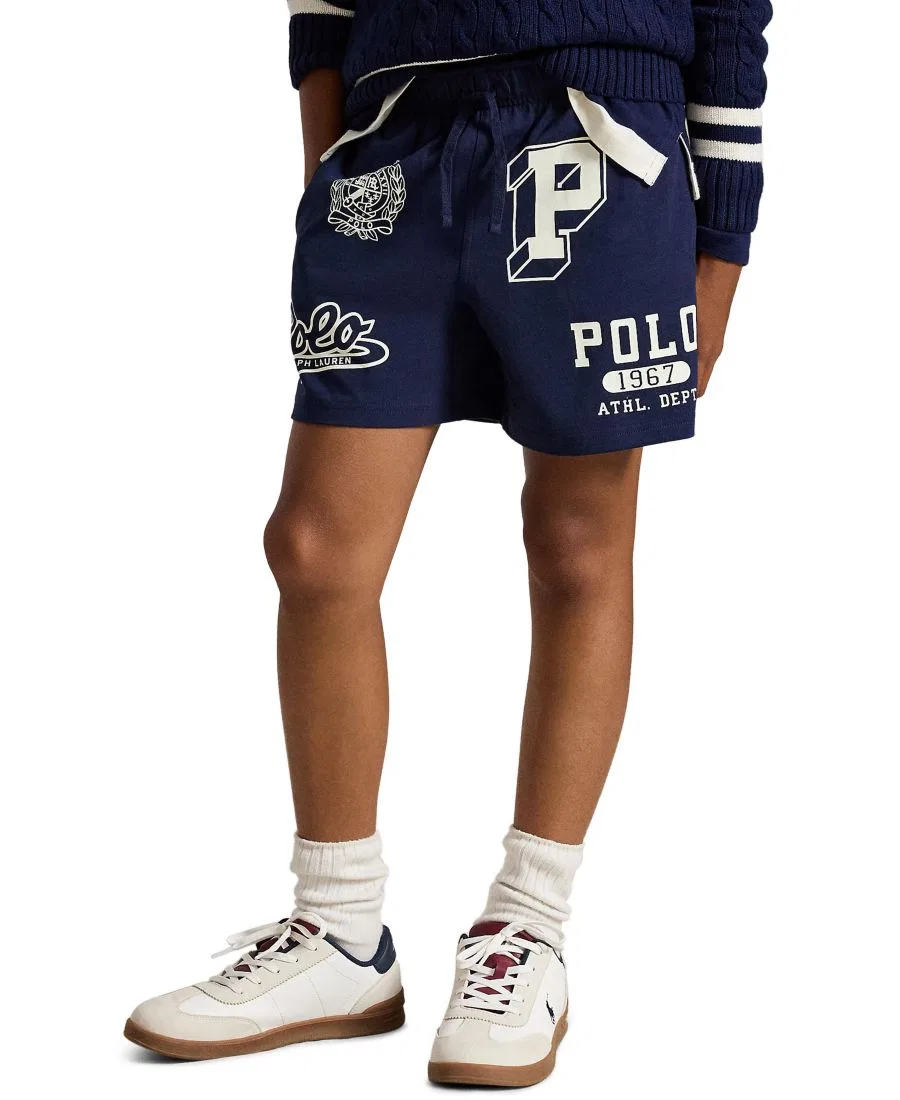 Шорты из хлопкового джерси с графичным принтом Polo Ralph Lauren, Refined Navy