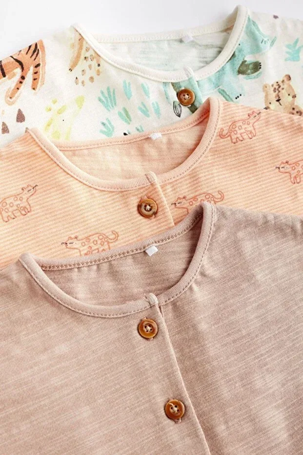 Детский комбинезон-короткий с принтом Safari 3 Piece Romper Set Next Baby, Nude Color — фото 4