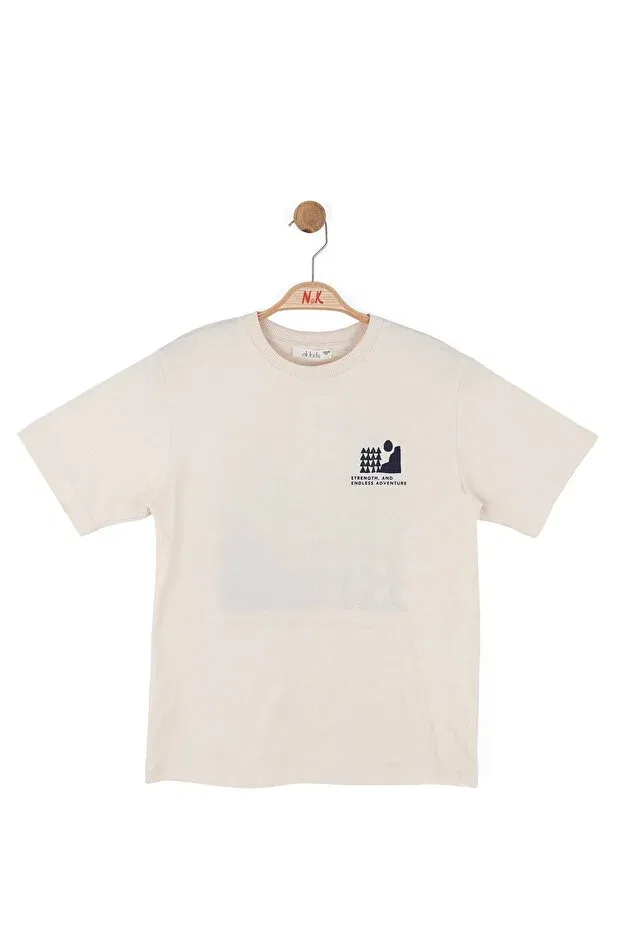 Мужская футболка с принтом Mount T-Shirt Nk Kids, Cream - Navy Blue