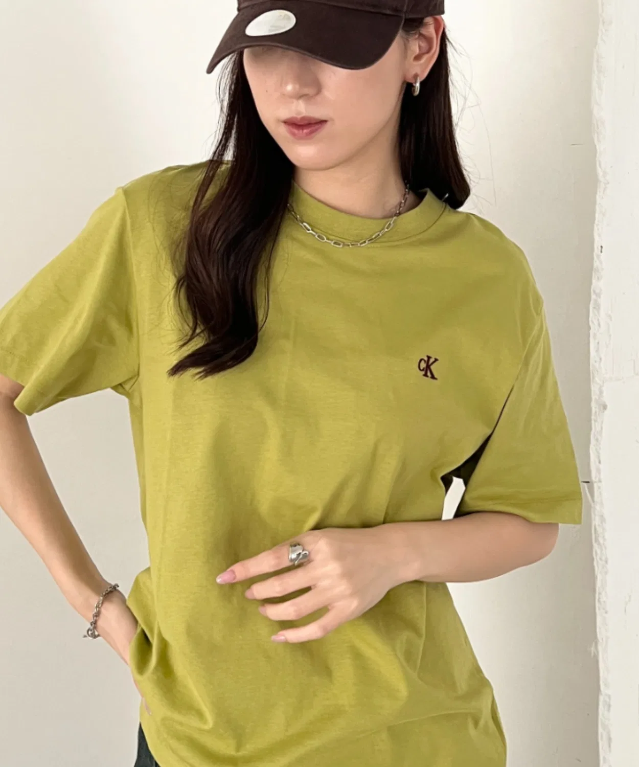 Футболка Calvin Klein с логотипом, SS Easy Monogram Tee, Зеленая