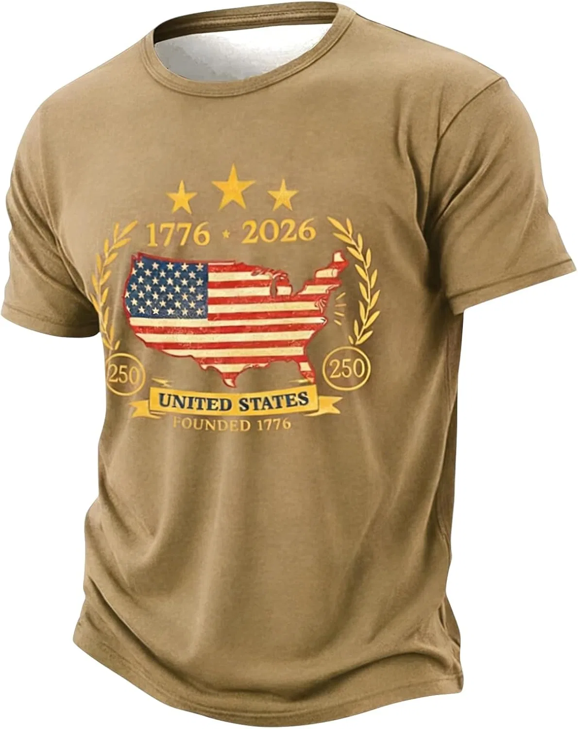 Мужская футболка с американским флагом Casual Short Sleeve, B-gold