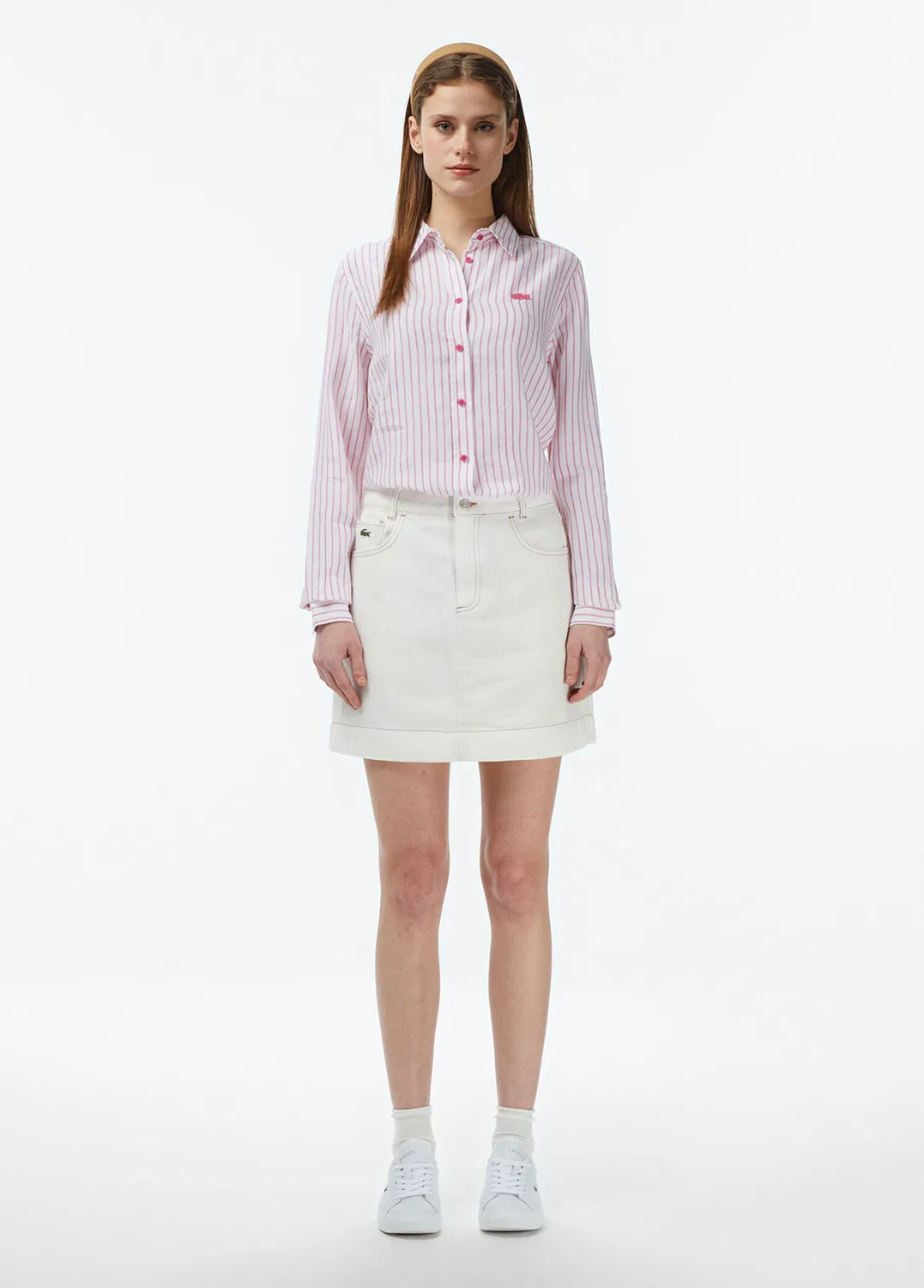 Рубашка Lacoste, полоска, женская, черная — фото 3