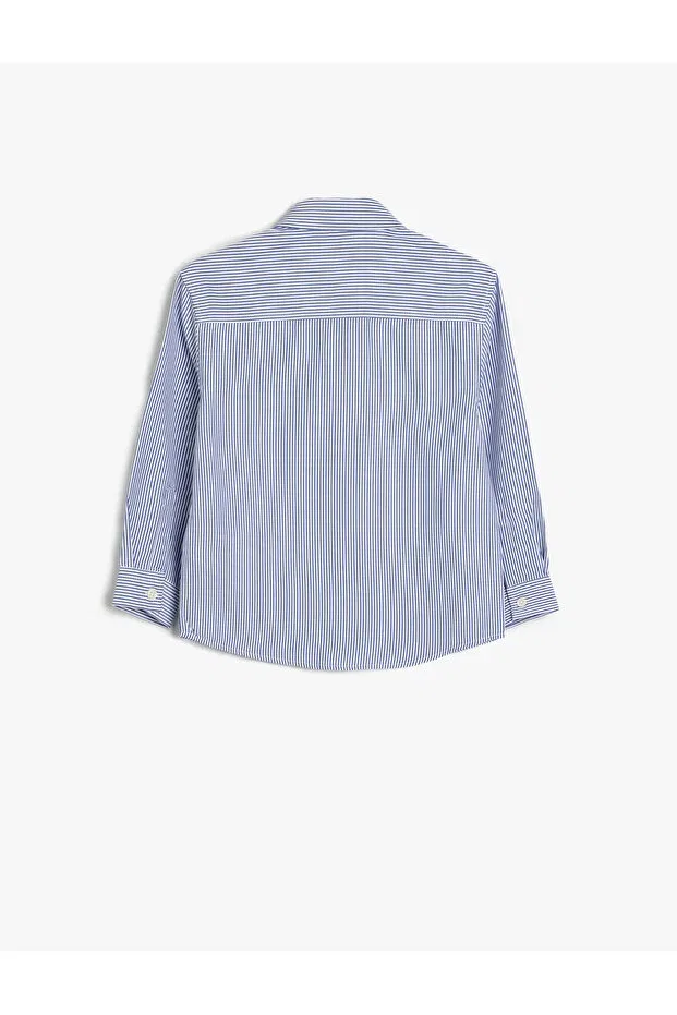 Детское для мальчиков рубашка с длинным рукавом Koton, Blue Striped — фото 3