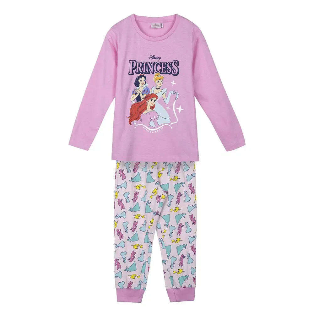 Детская пижама для девочек с принтом Disney Single Jersey Princess Long Sleeve Pyjama, Pink — фото 3