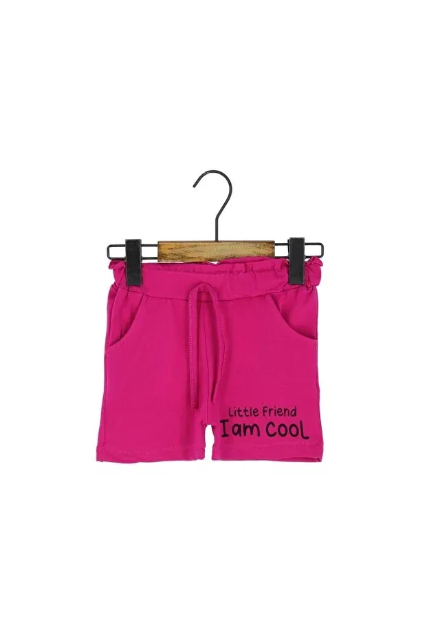 Детские шорты для девочек с принтом Pocketed little friend i am cool Atabay, Fuchsia