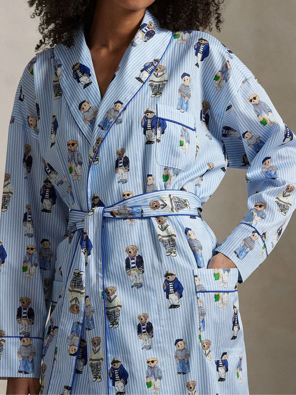 Халат с принтом Polo Bear, хлопок Polo Ralph Lauren, синий — фото 4