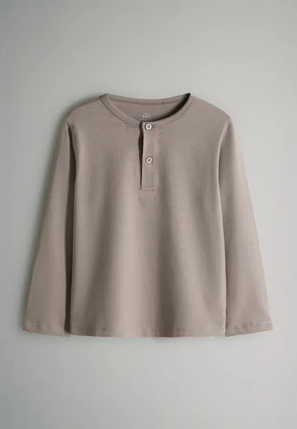 Комплект из 4 футболок с длинным рукавом Regular Fit Henley, The Set, navy, taupe, powder blue, stone, темно-синий/светло-голубой/коричневый — фото 4
