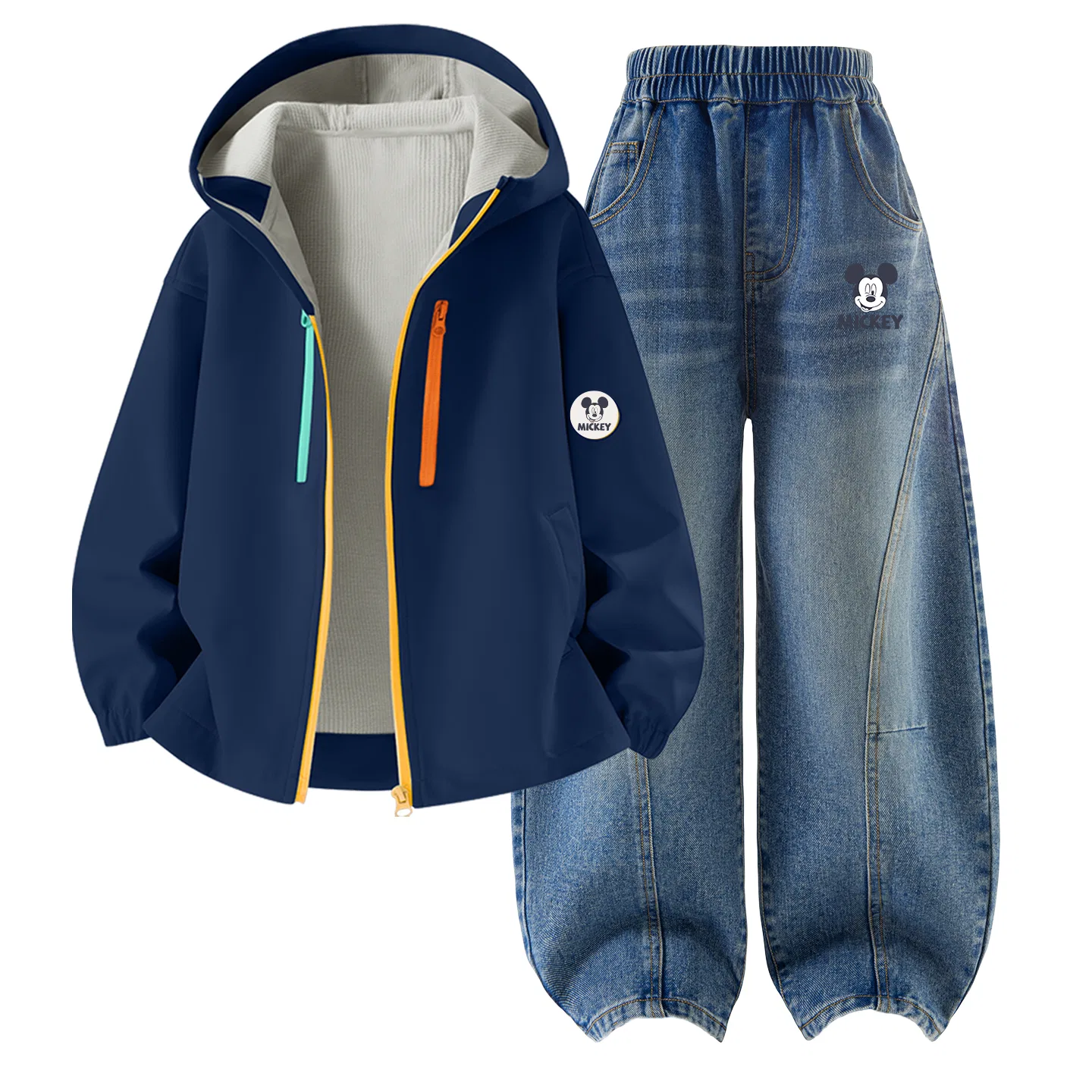 Детский спортивный комплект с капюшоном, с принтом, Disney, Dini Middle Round Hook-and-Loop K Royal Purple+Solid Color Denim Light Blue — фото 3