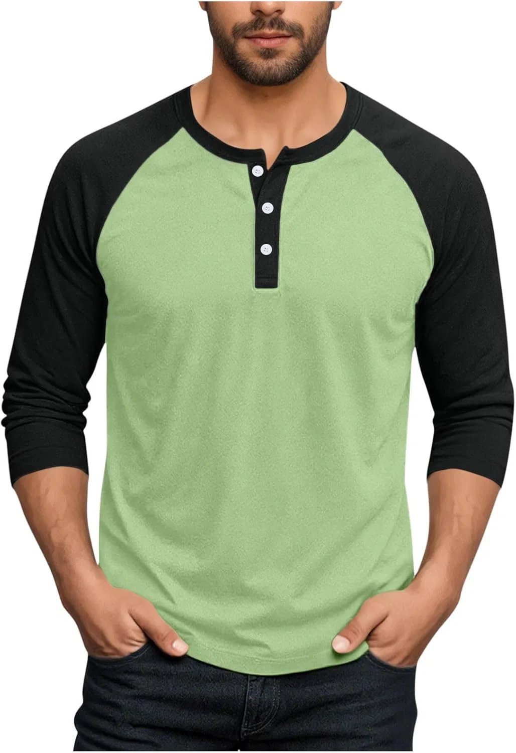 Мужская футболка-поло с рукавом 3/4 Raglan Slim Fit, 1-gray