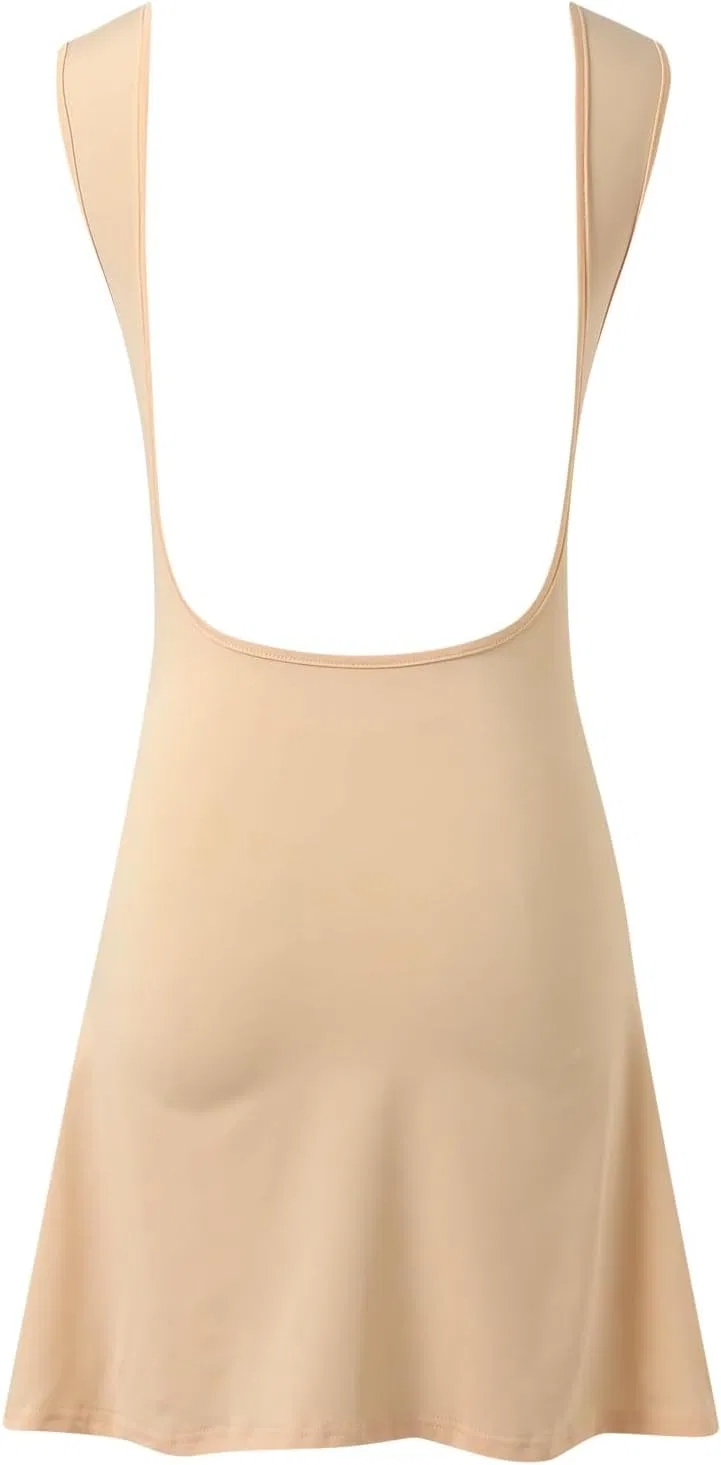 Женское платье-бодикон с V-образным вырезом, Beige — фото 4