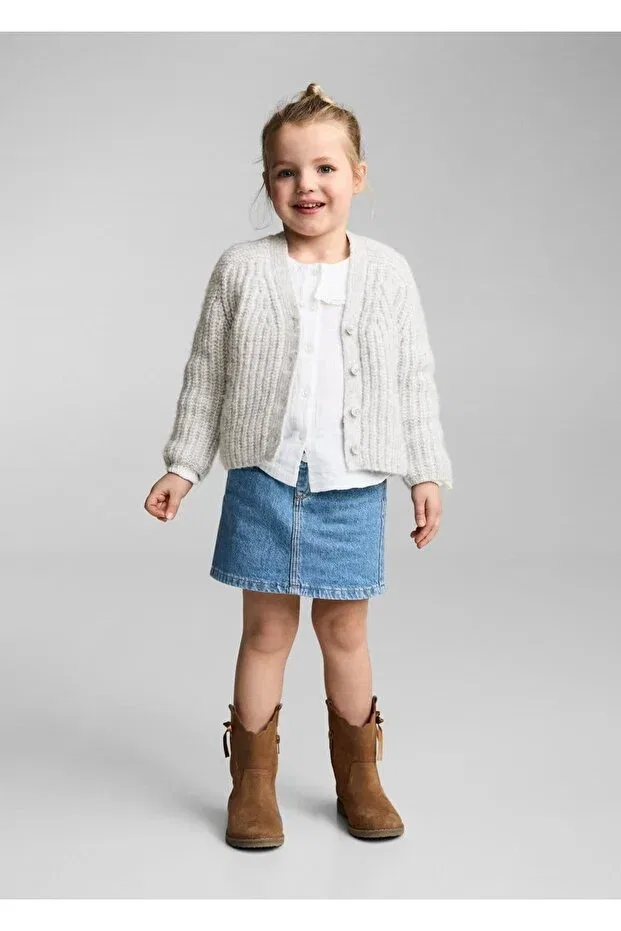 Детский кардиган на пуговицах Mango Baby, Light Grizzled Gray