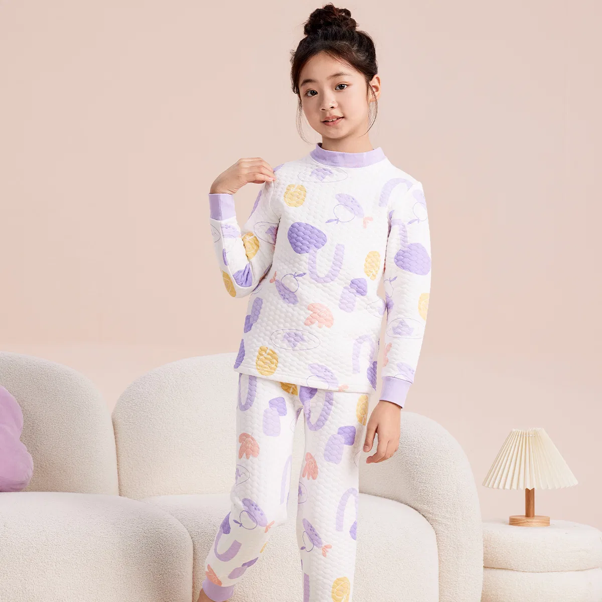 Детский комплект нижнего белья с принтом Red bean, Light Cloud White + Twilight Purple — фото 4