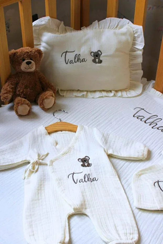 Детский комплект для новорожденных хлопковый Koala patterned personalized 6-piece newborn set Babiesfirst, White — фото 3