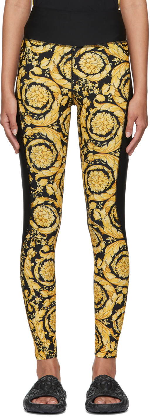 

Черно-золотые леггинсы Barocco Versace Underwear