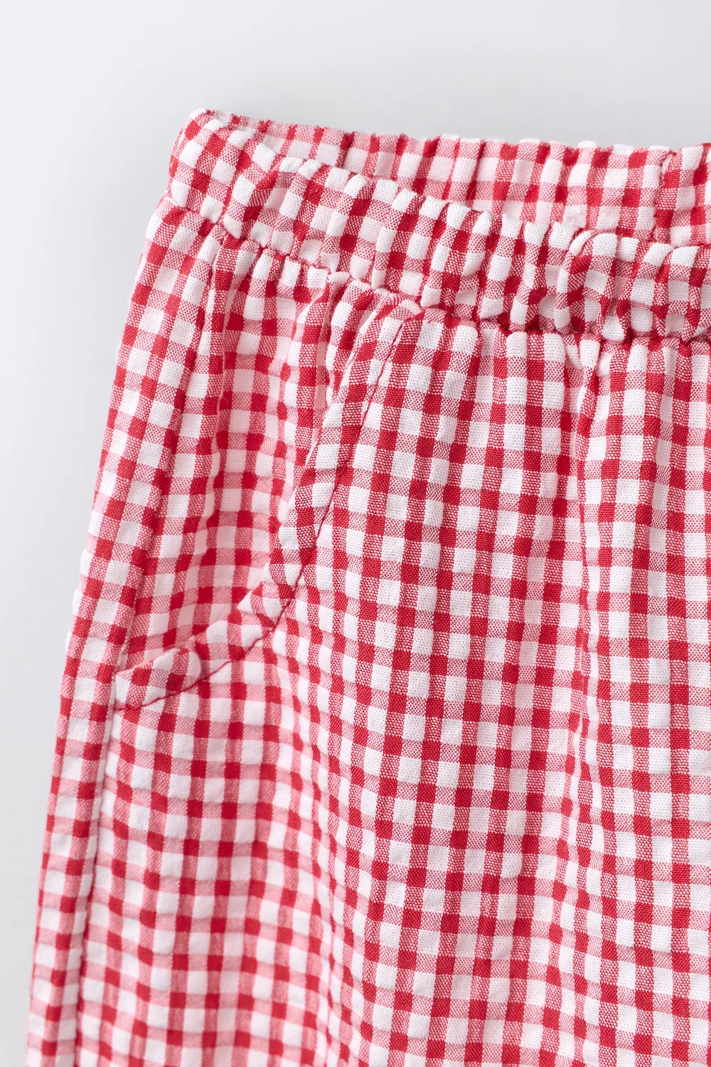 Брюки в клетку «гингем» ZARA, White/Red — фото 3
