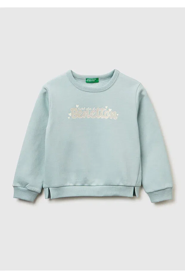 Детская толстовка для девочек с принтом United Colors Of Benetton, Water Green