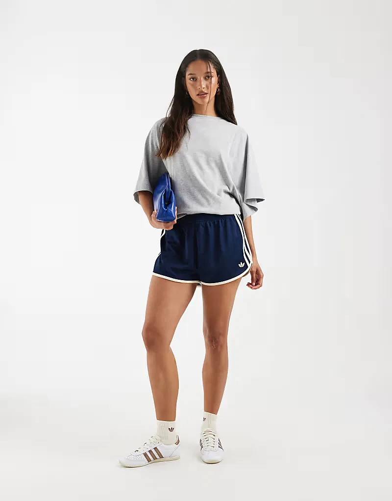 Сетчатые шорты Adidas Originals 3s Sprinter темно-синий и, кремовый — фото 2
