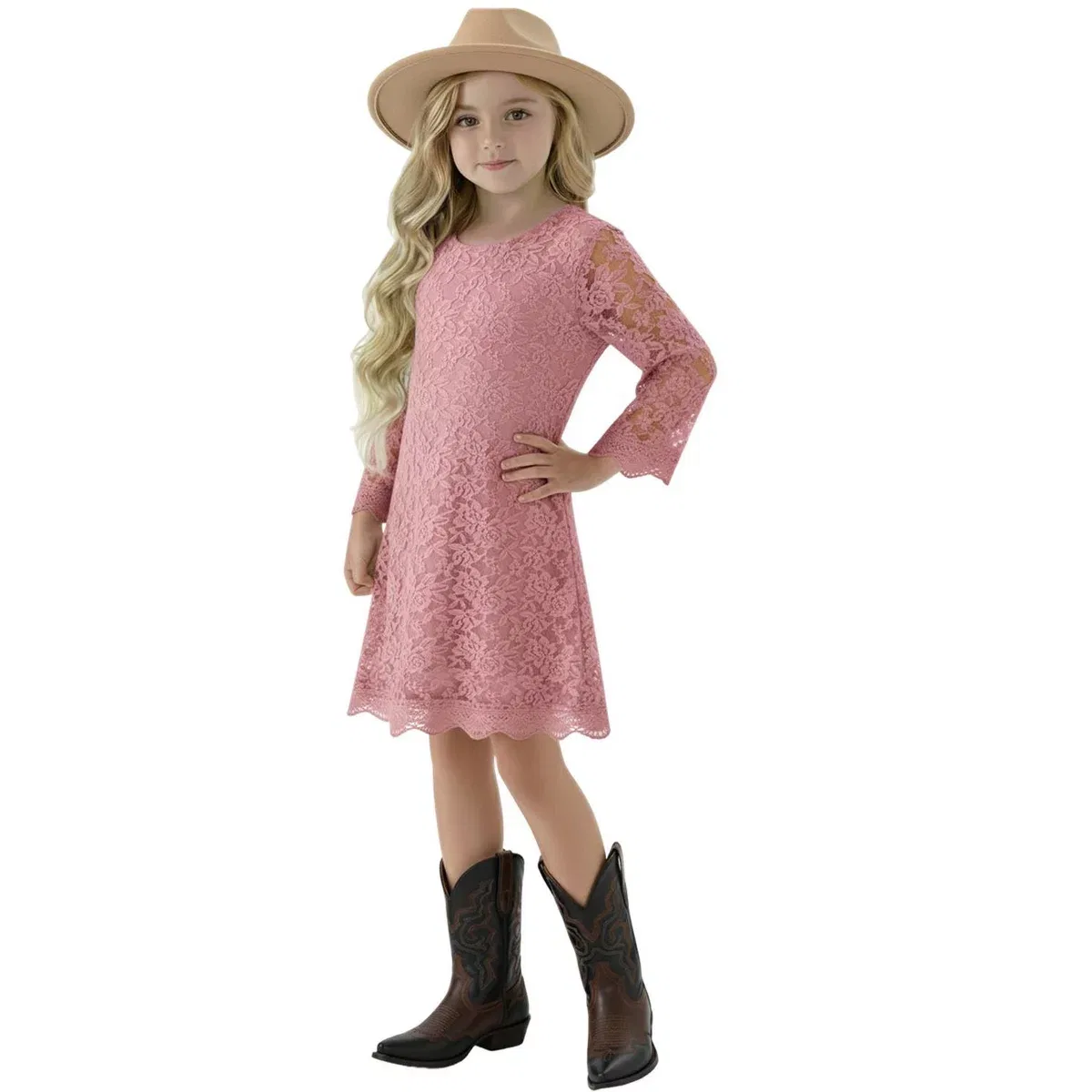 Детское платье-трапеция кружевное с моделью Boho Country Rustic 2bunnies, Dusty Pink