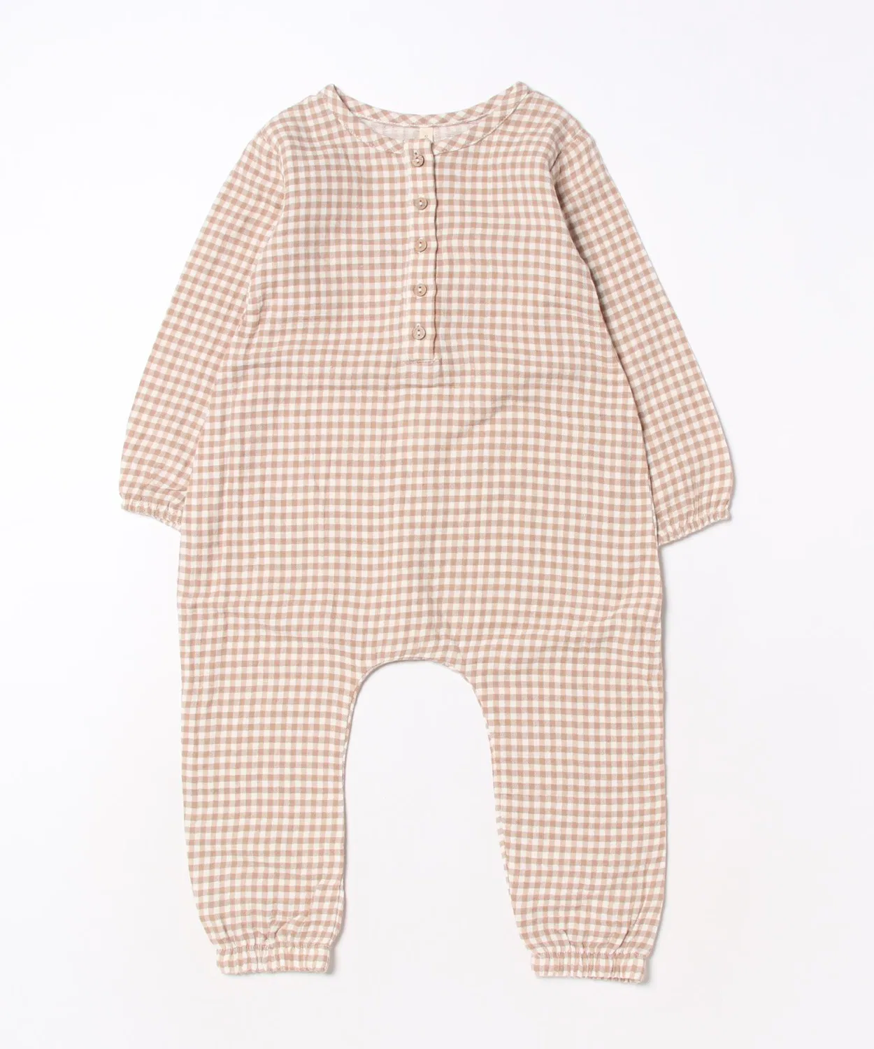 Детский комбинезон с длинным рукавомиз легкой марли Rylee + Cru, White/Brown