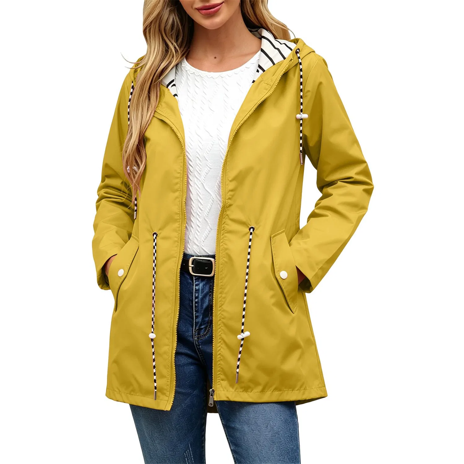 Женская ветровка с капюшоном из софтшелла, Giallo