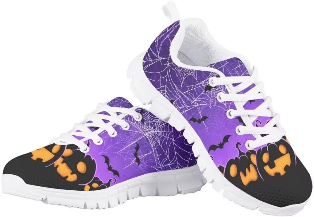 Детские кроссовки для мальчиков с дышащим верхом Pinupub, Spider Web Bat Pumpkin Purple — фото 4