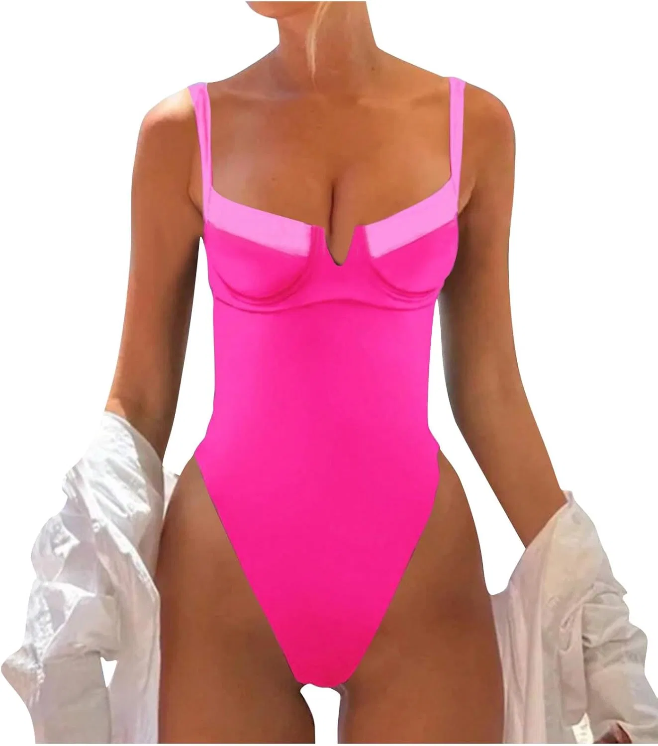 Женский цельный купальник с утяжкой, Solid, Pink