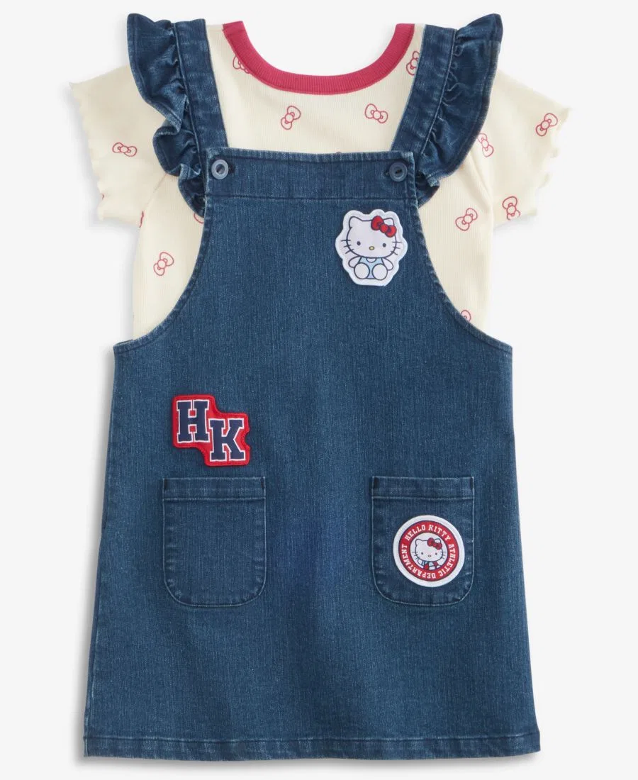 Комплект из футболки и джинсового сарафана Hello Kitty, Denim Blue — фото 3