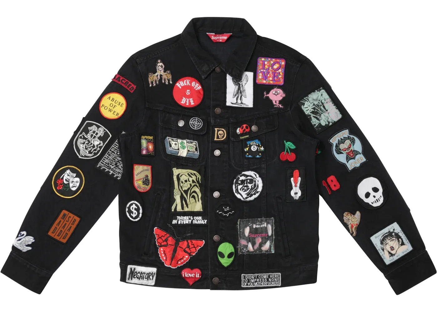 Мужская джинсовая куртка Supreme Patches, Black