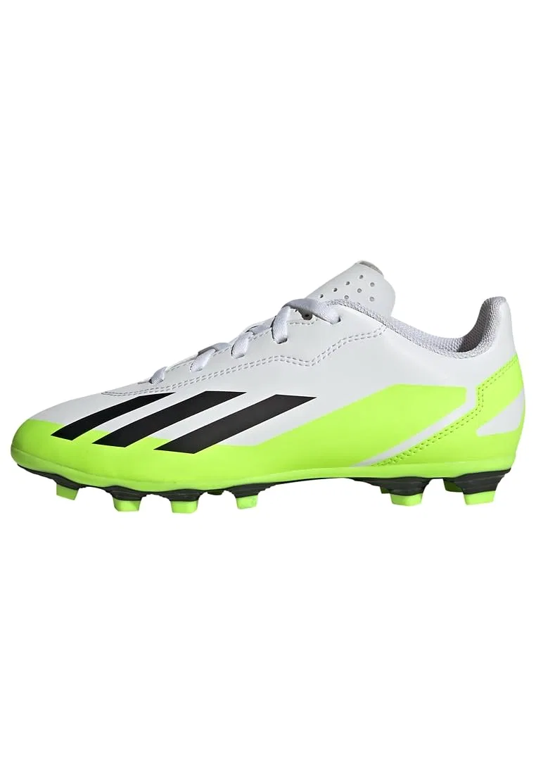 Детские бутсы для мальчиков с цельным верхом X Crazyfast.4 Flexible Ground Boots Adidas, Cloud White Core Black Lucid Lemon
