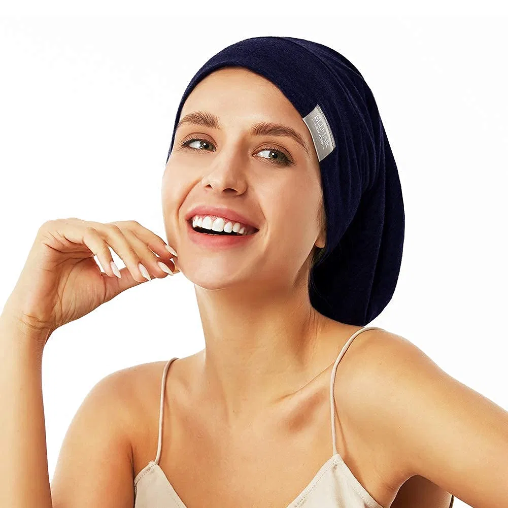 Шапочка для душа Silky Satin Sleep Cap Adjustable Soft Hat, ELIHAIR, Navy — фото 4