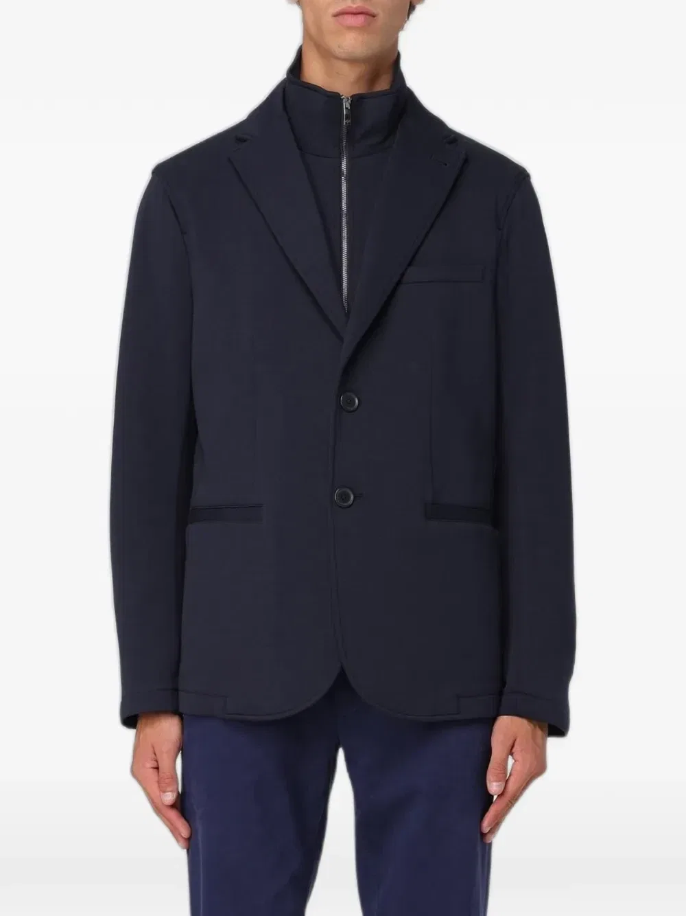 Многослойный однобортный блейзер Emporio Armani, синий