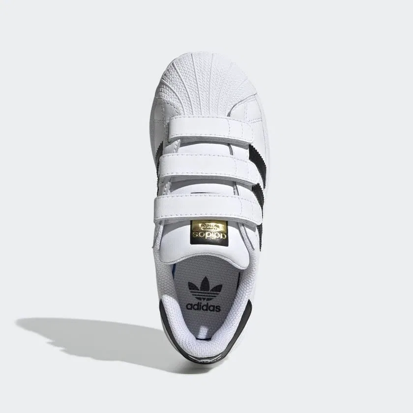 Детские кроссовки для девочек на липучках Superstar Cloudfoam Adidas Originals, White Core Black White Core — фото 3