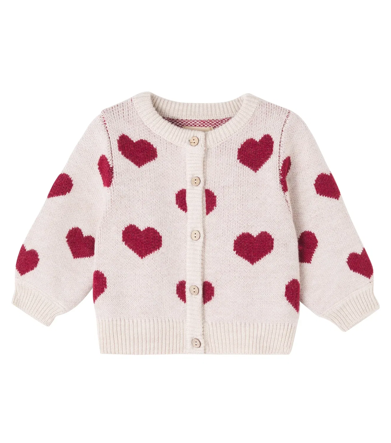 Вязаный кардиган из шерсти Baby Hearts Wheat, бежевый