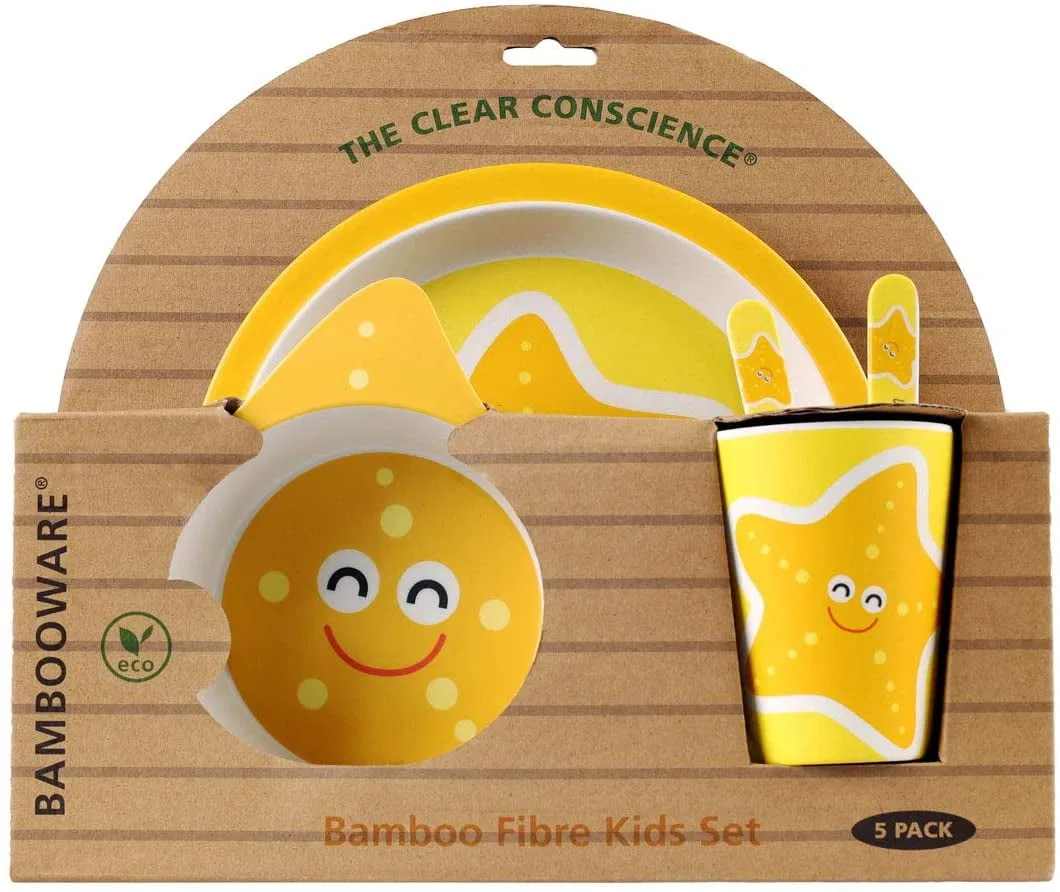 Детский набор посуды 5 предметов, Starfish, THE CLEAR CONSCIENCE, Yellow