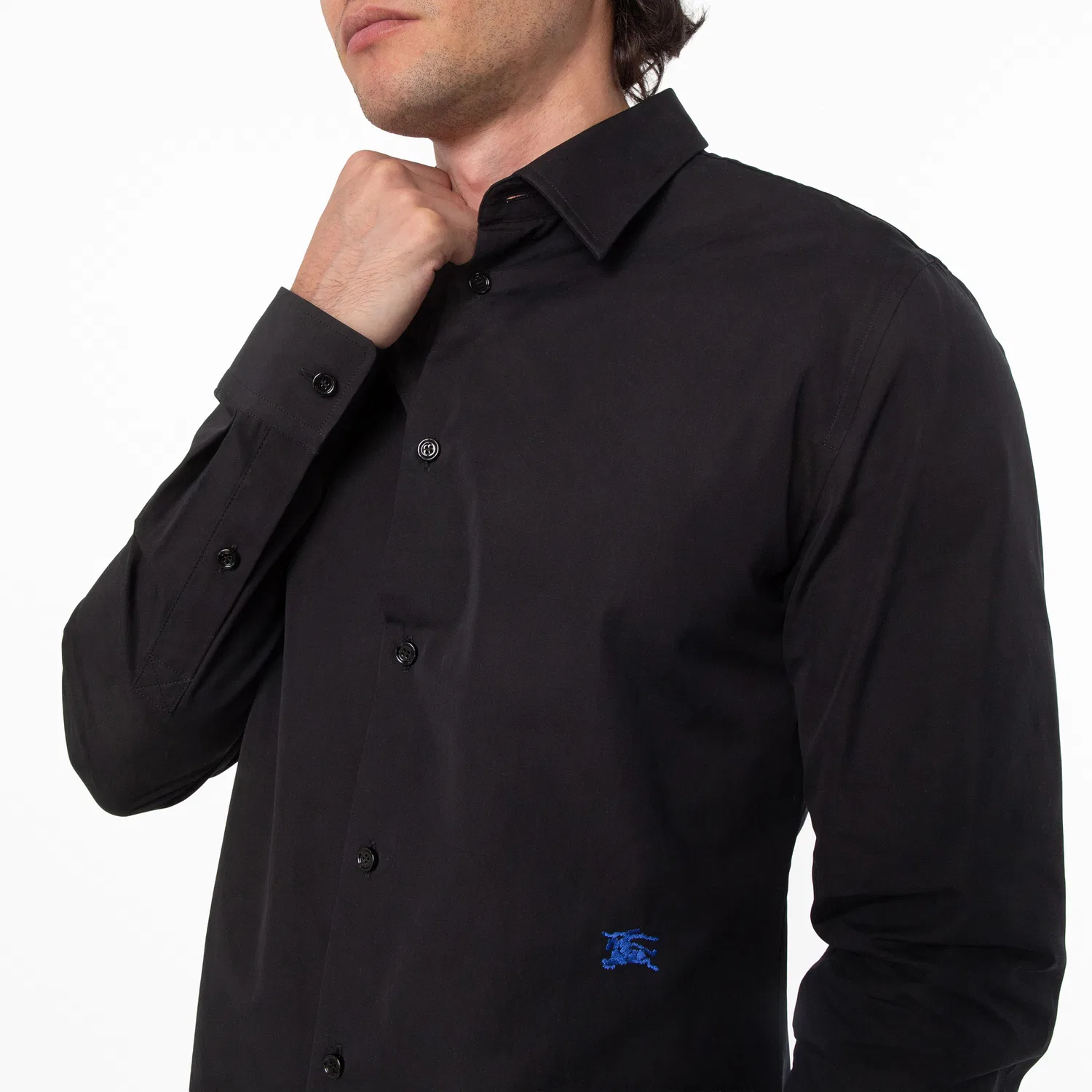 Рубашка с длинным рукавом Long-Sleeved Cotton EKD Dress Shirt Burberry, Black — фото 4