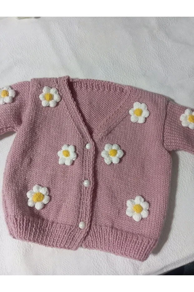 Детский кардиган для девочек с принтом Hand-Knitted powder color children's cardigan Numistore, Powder