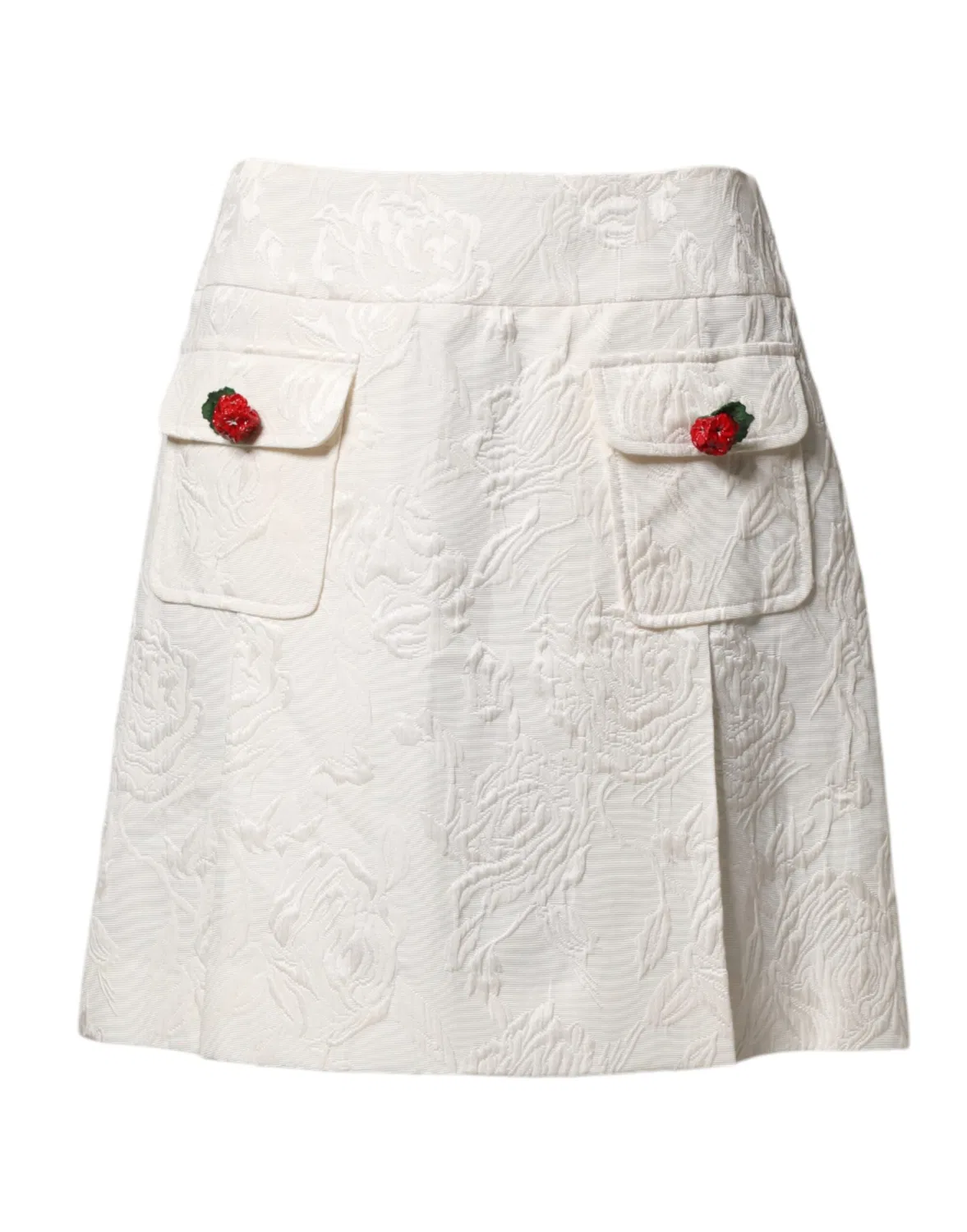 Женская мини-юбка с высокой посадкой White Floral Brocade High Waist Mini Dolce & Gabbana, White — фото 2