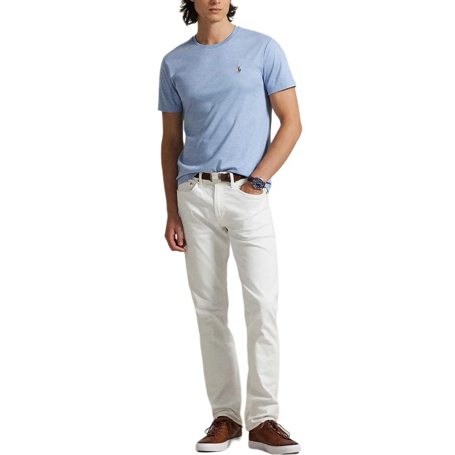 Мужская футболка с длинным рукавом SS26 T Shirt Custom Slim Fit Men's Polo Ralph Lauren — фото 4