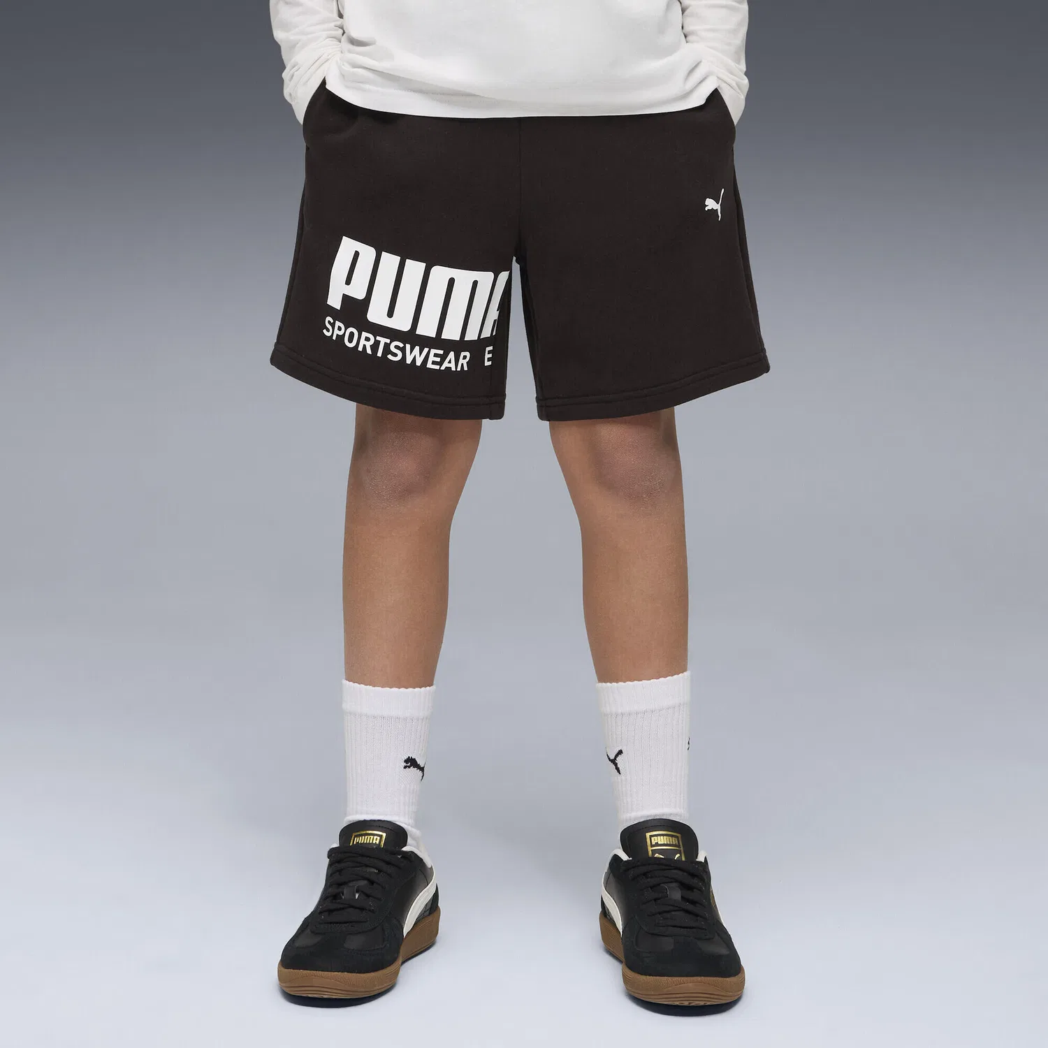 Детские шорты с графическим принтом Sport Graphic Puma, Schwarz Aschgrau — фото 2