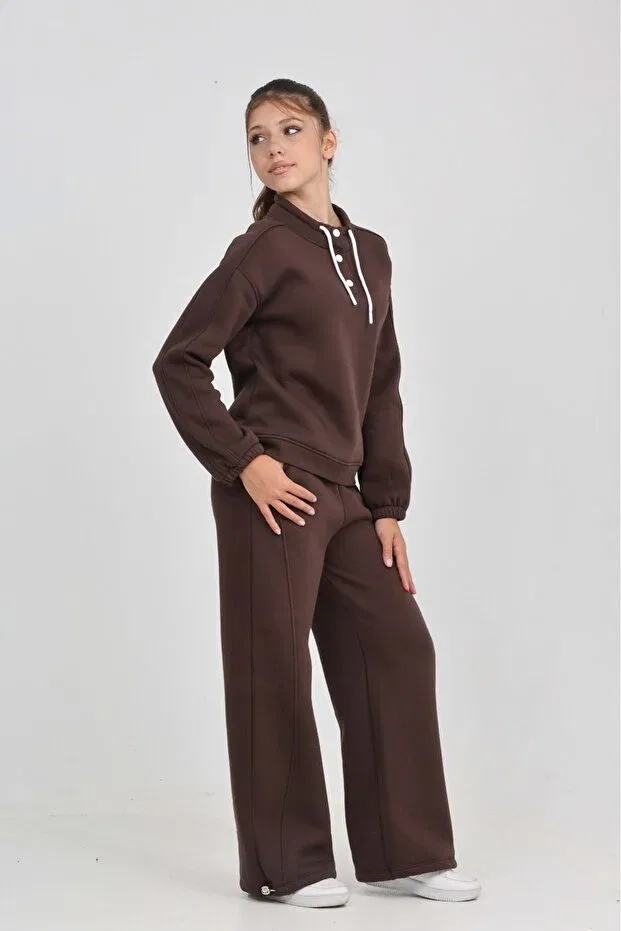 Детский спортивный комплект для девочек хлопковый Toontoy, Brown — фото 2
